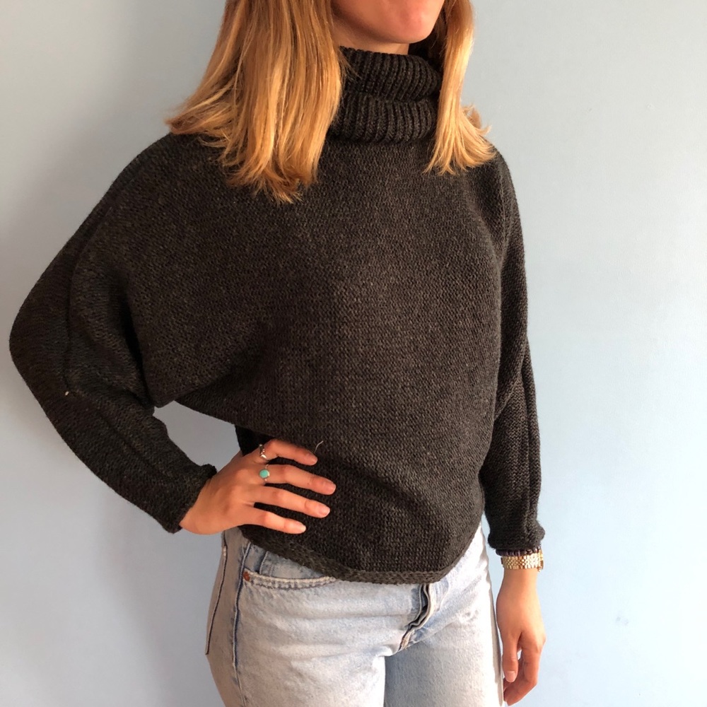 Dark grey, brand new cable knit sweater.